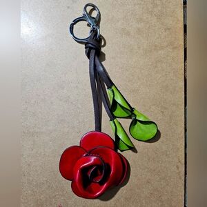 Red Floral Keychain Accessory